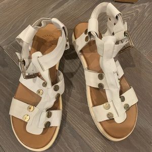 Tsakiris Mallas White Butter Leather Platform Gladiator Sandals - Size 9.5/10